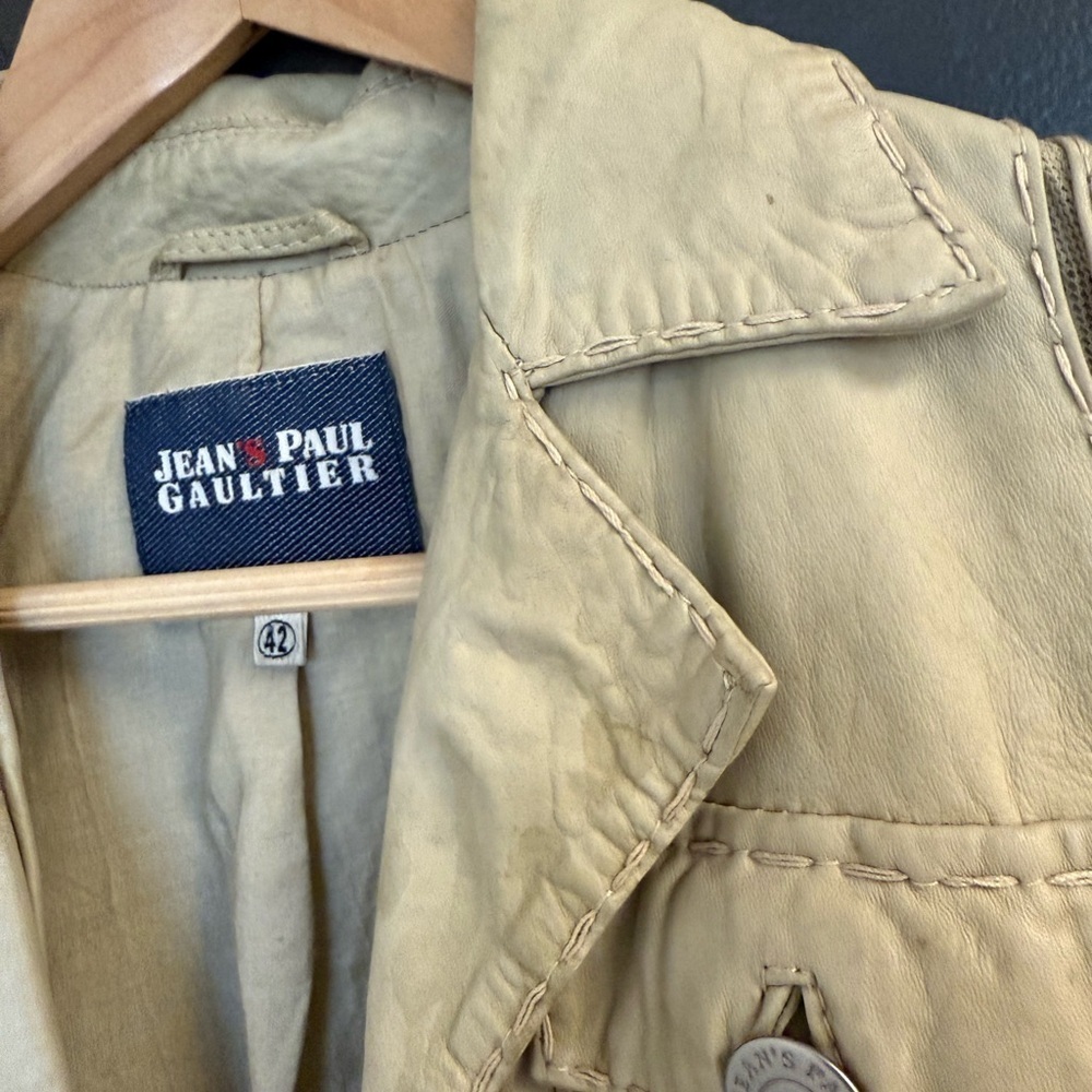 Jean Paul Gaultier size 42 (M) GUC needs a dry cleaning Beige/Tan/green? Jacket - Picture 8 of 16